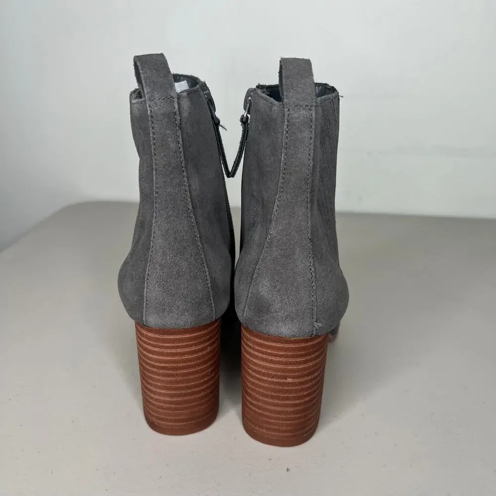 Violet & Red Grey Suede Heeled Booties 8.5